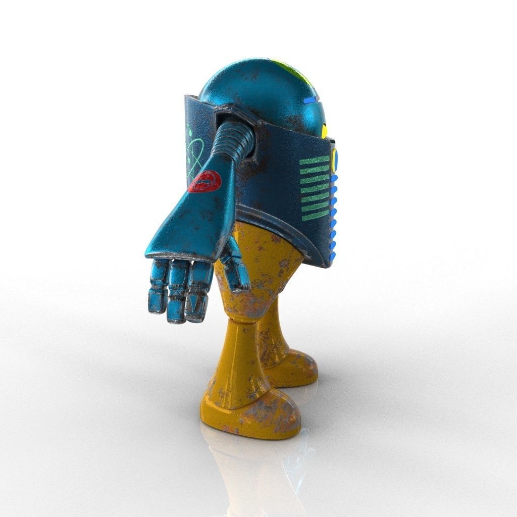 Chubby Robot Low-poly 3D model_7