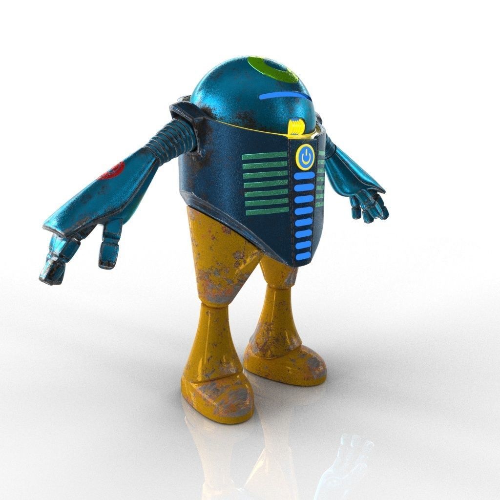 Chubby Robot Low-poly 3D model_5