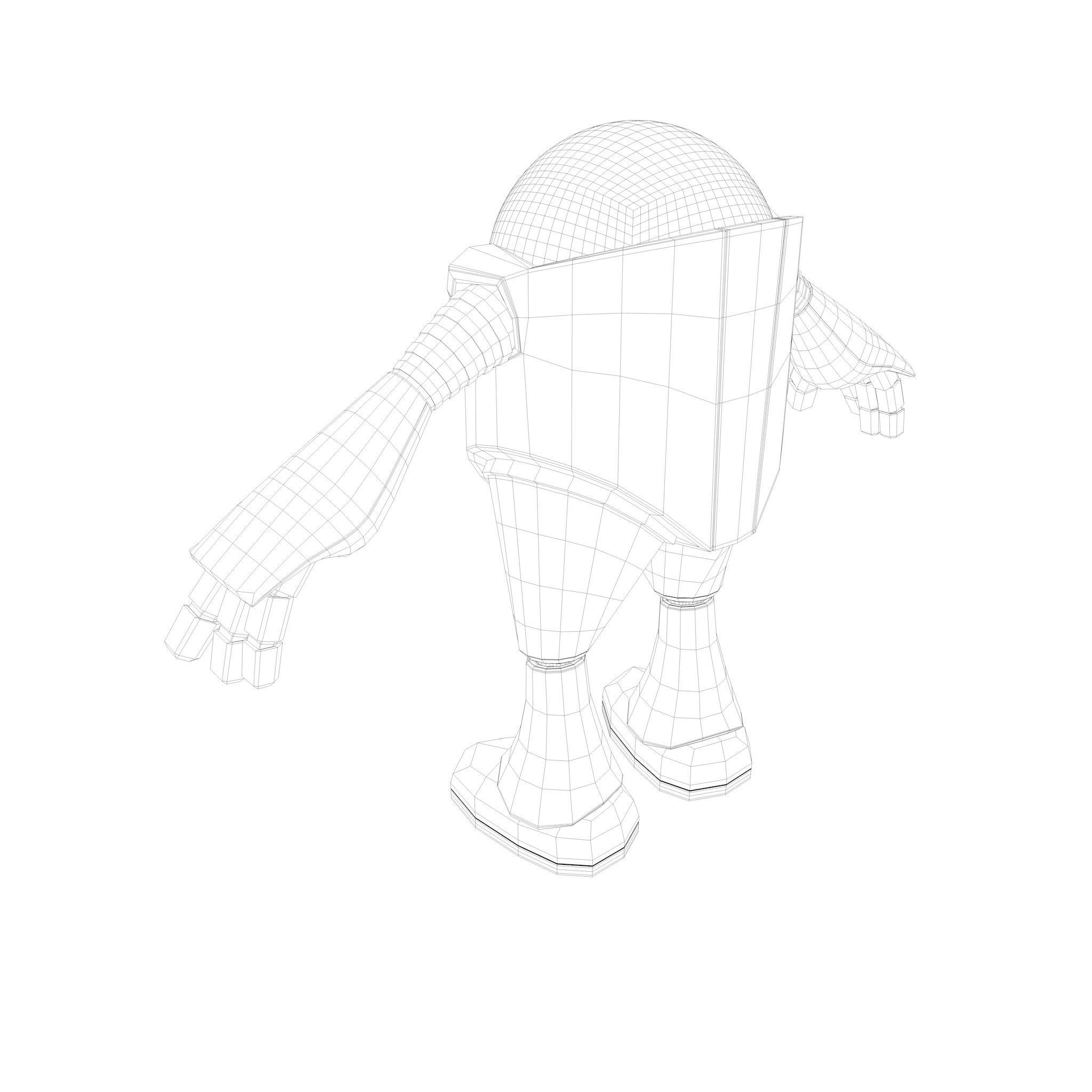 Chubby Robot Low-poly 3D model_32