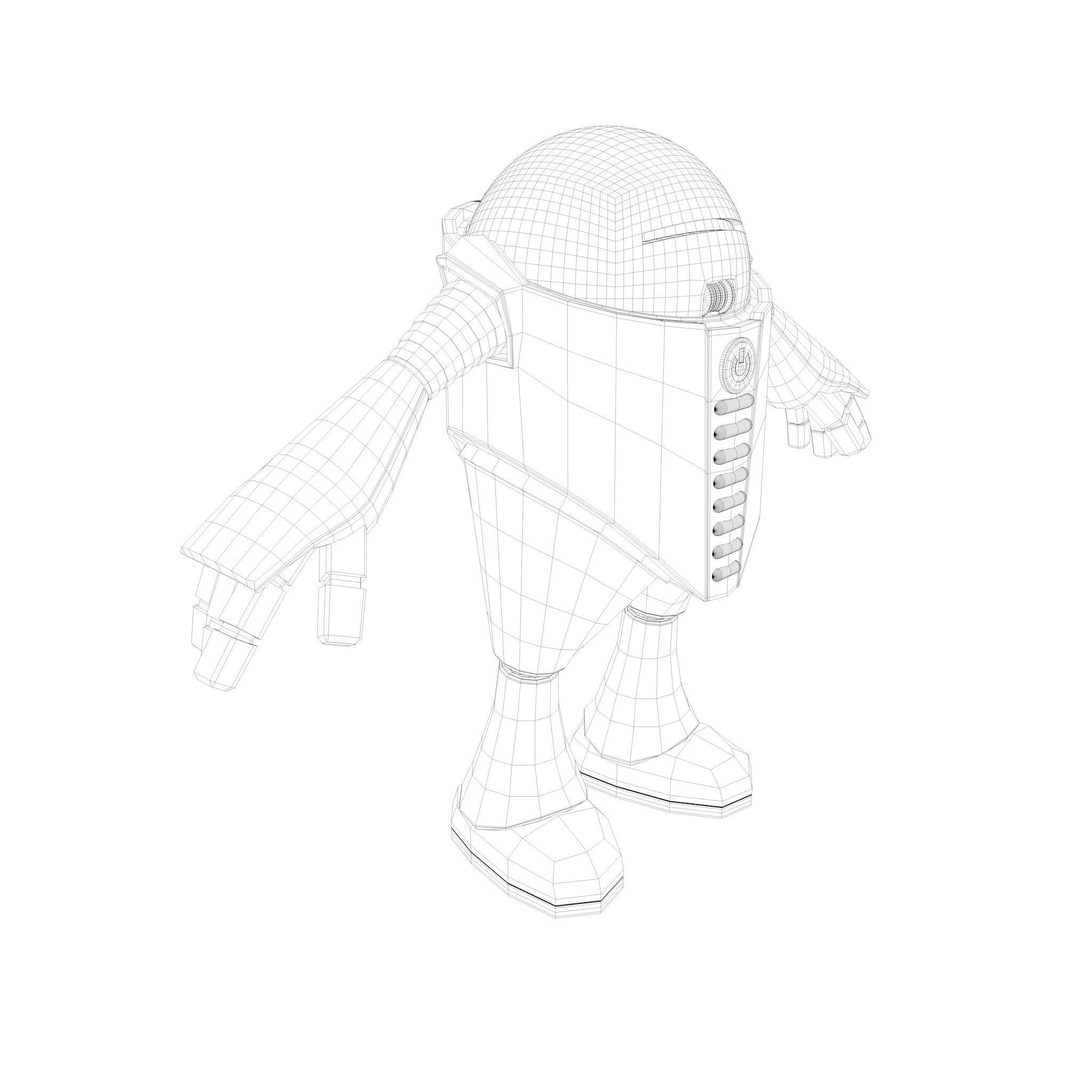 Chubby Robot Low-poly 3D model_28