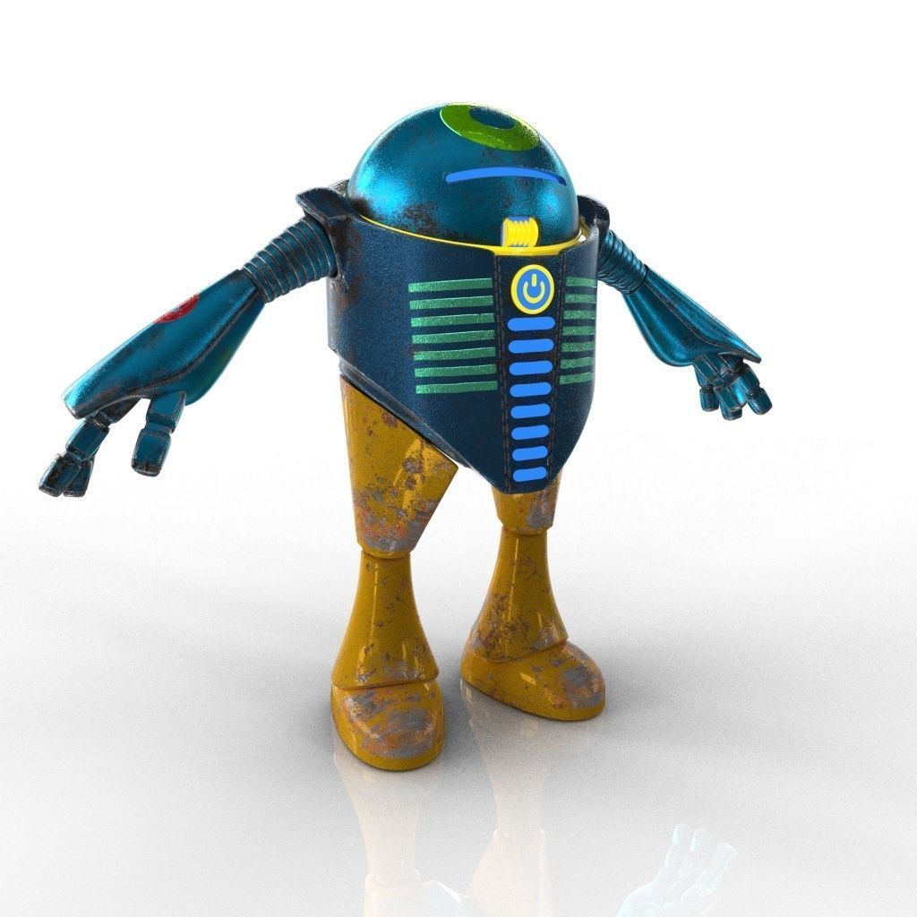 Chubby Robot Low-poly 3D model_4
