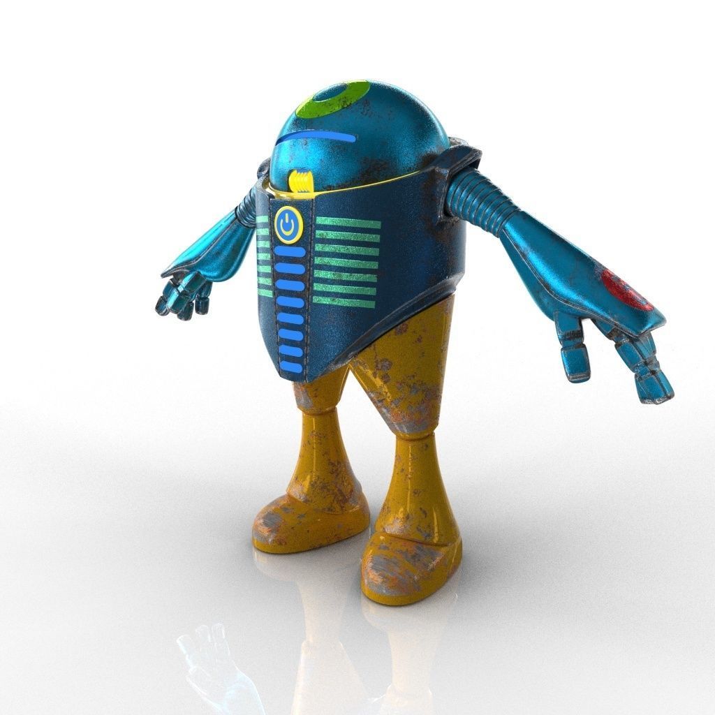 Chubby Robot Low-poly 3D model_19