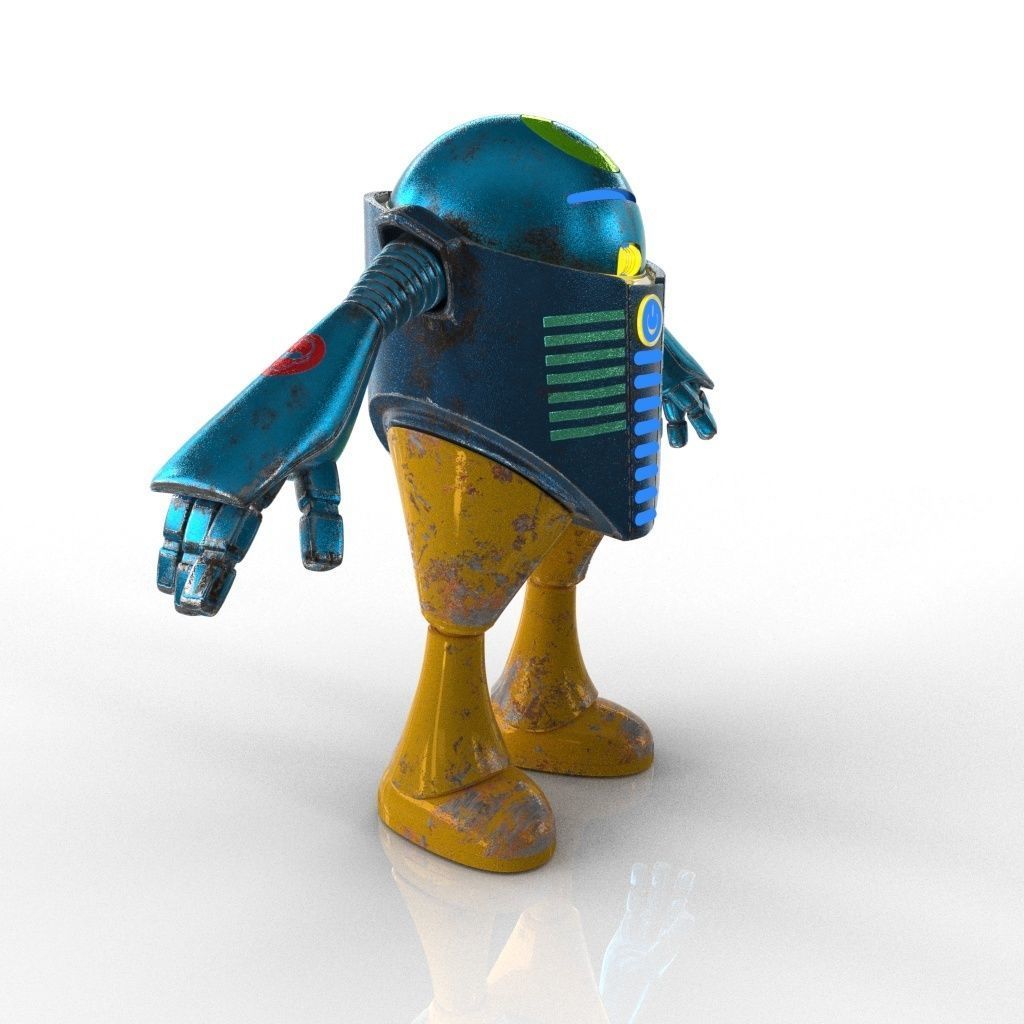 Chubby Robot Low-poly 3D model_6