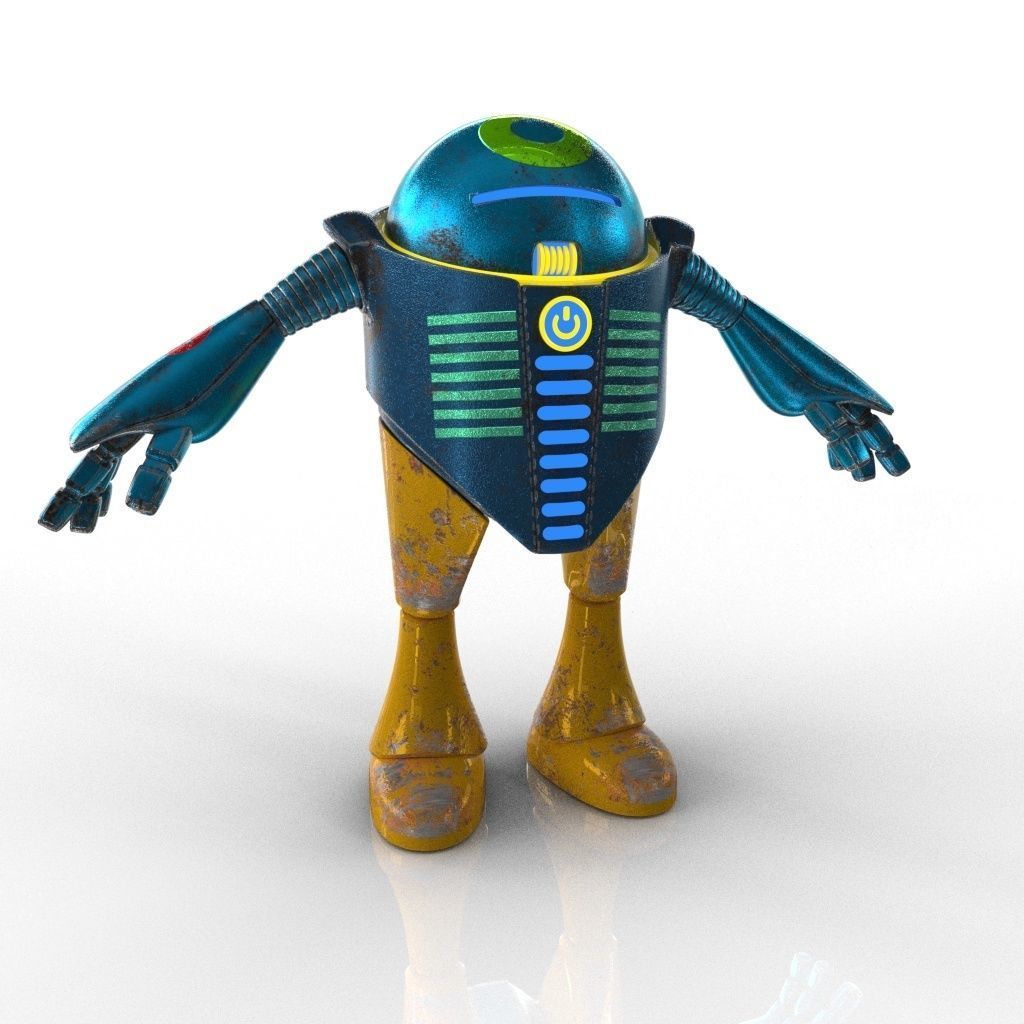Chubby Robot Low-poly 3D model_3