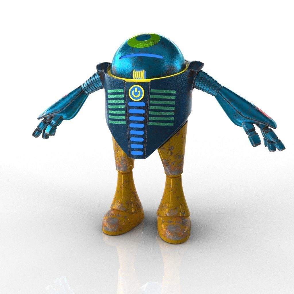 Chubby Robot Low-poly 3D model_21
