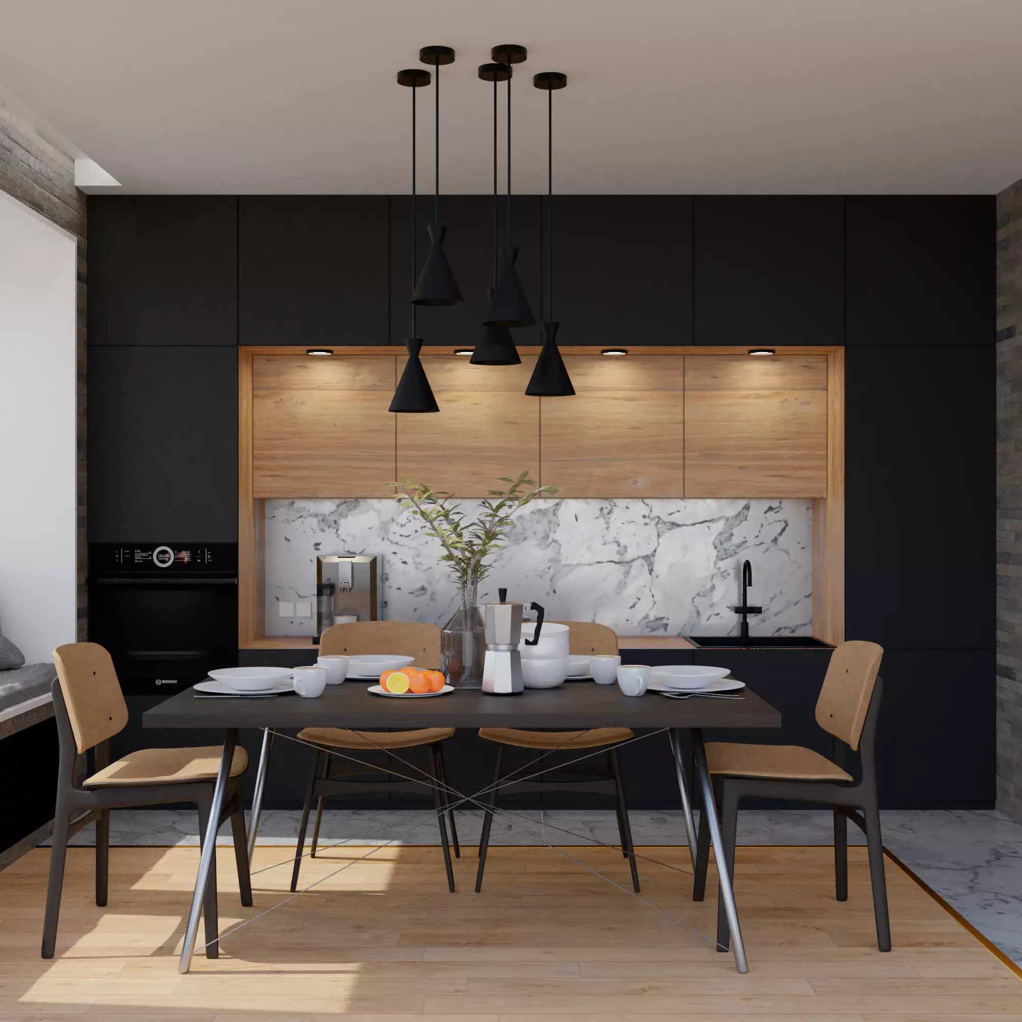 Low-poly modern realistic kitchen Low-poly 3D model