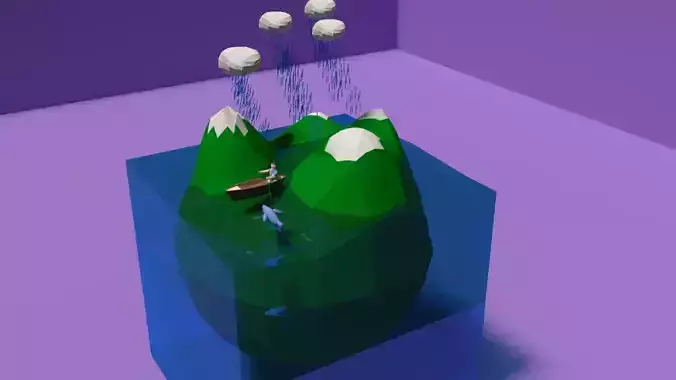 iland mountain in cube