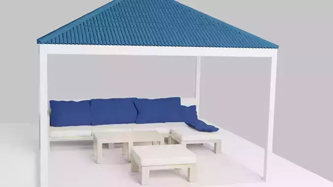 OUT DOOR PERGOLA WITH SITTING AREA Low-poly 3D model