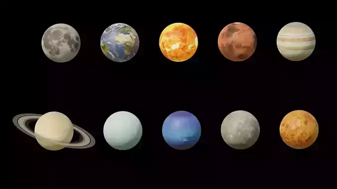 Photorealistic Solar System Free low-poly 3D model