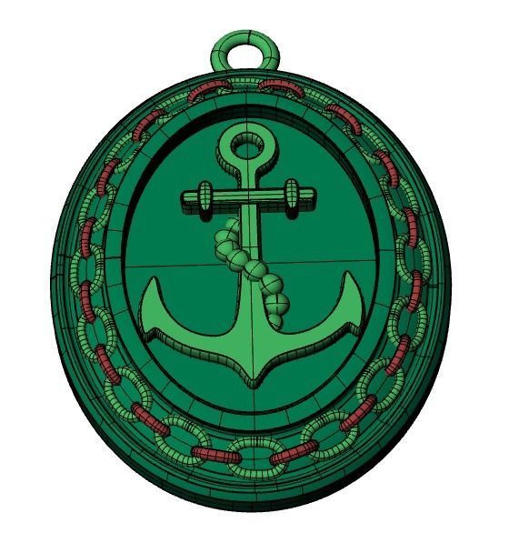 Anchor pendant with and chain 3D print model_15