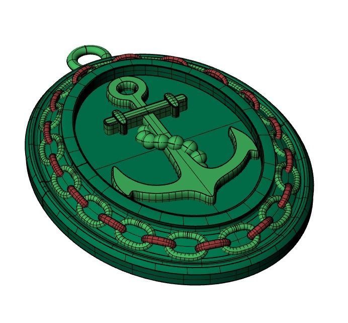 Anchor pendant with and chain 3D print model_11