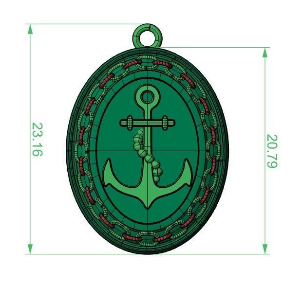 Anchor pendant with and chain 3D print model_19