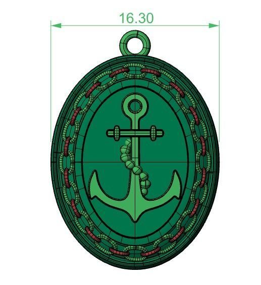 Anchor pendant with and chain 3D print model_12