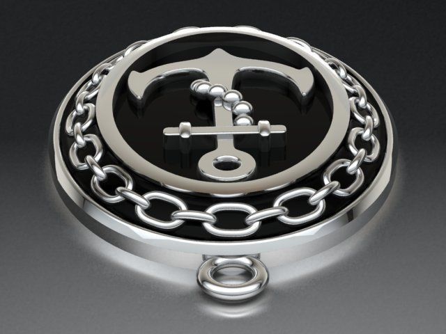Anchor pendant with and chain 3D print model_4
