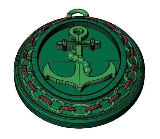 Anchor pendant with and chain 3D print model_13