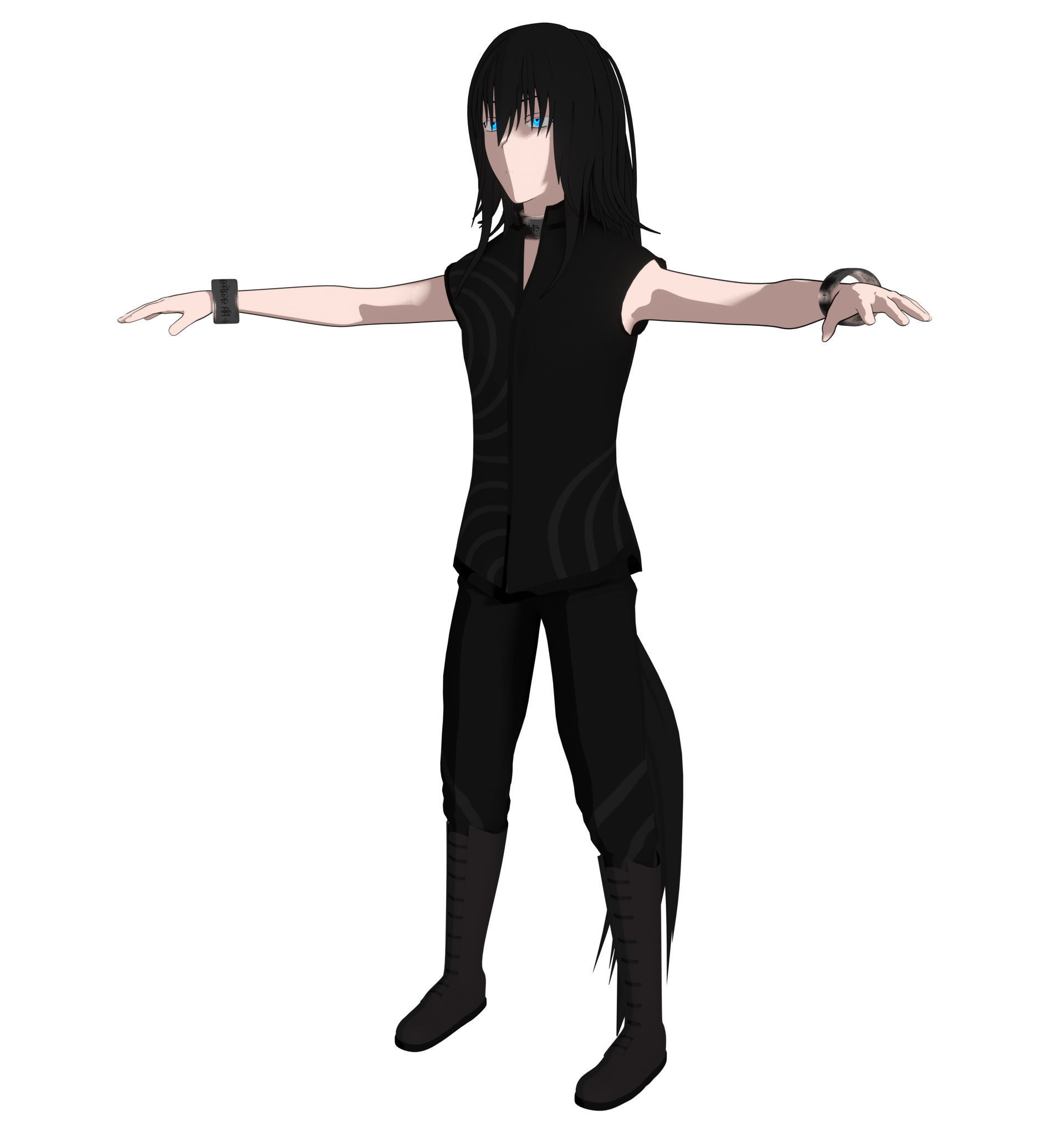 Anime Character Low-poly 3D model_6