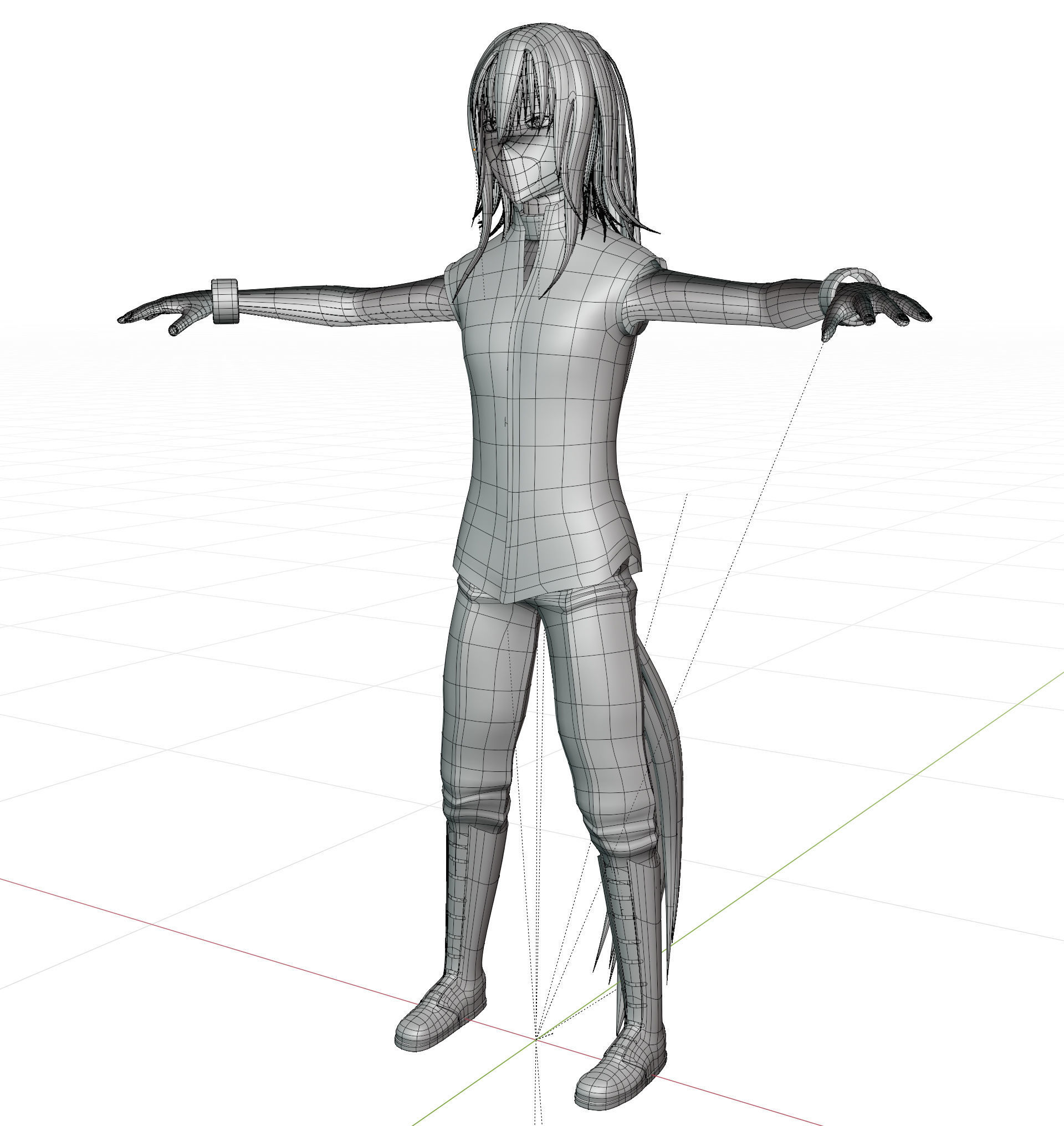 Anime Character Low-poly 3D model_7