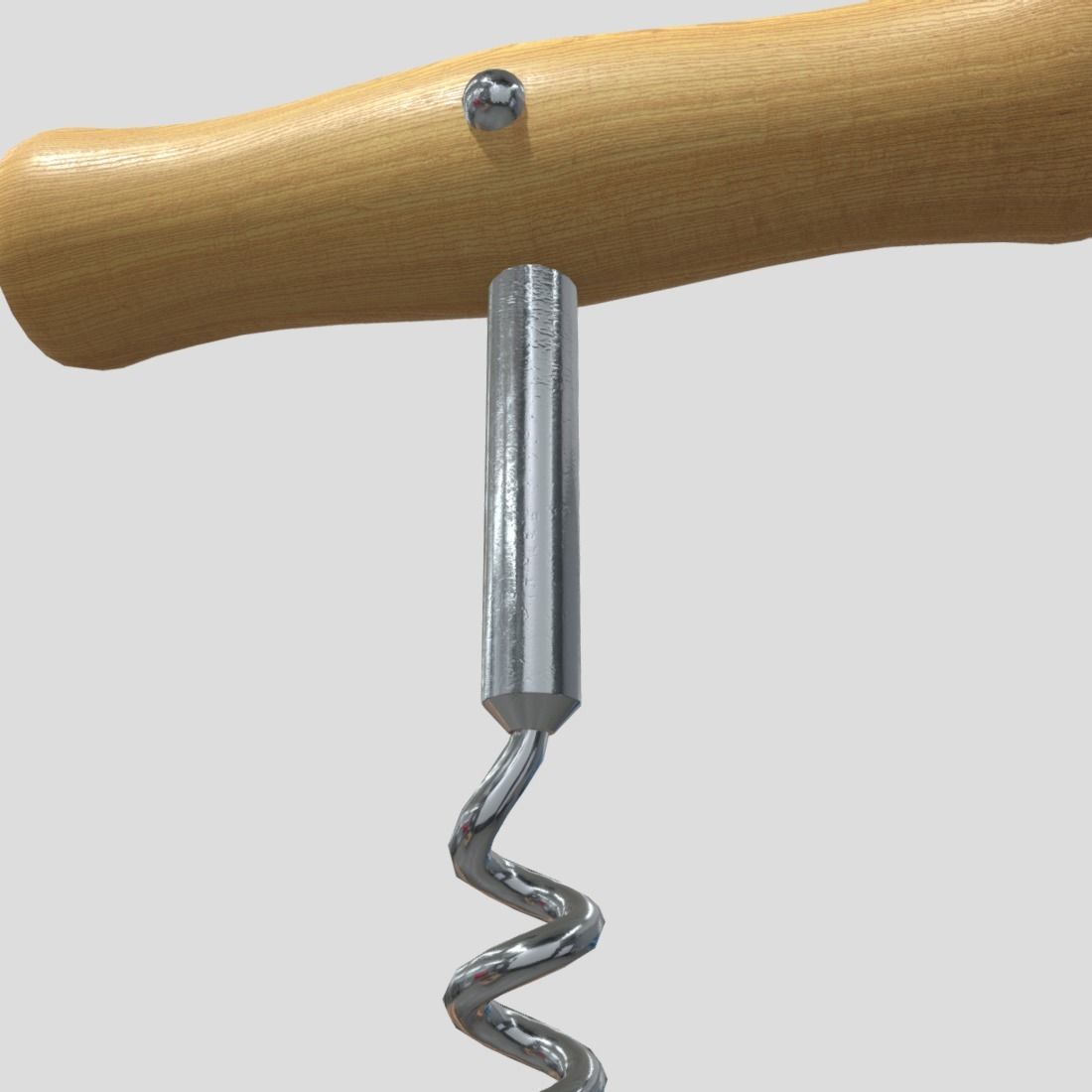 Corkscrew wooden wine Low-poly 3D model_12
