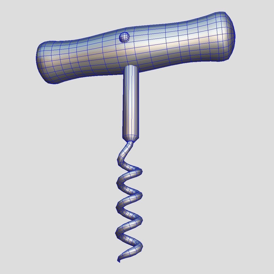 Corkscrew wooden wine Low-poly 3D model_11