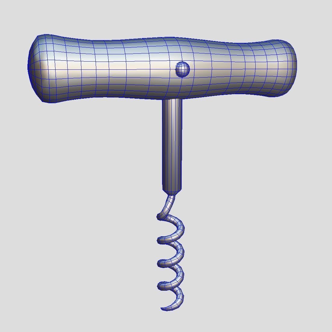 Corkscrew wooden wine Low-poly 3D model_1