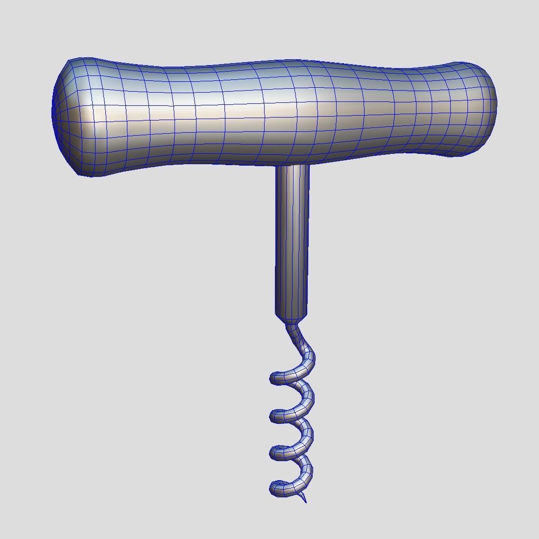 Corkscrew wooden wine Low-poly 3D model_9