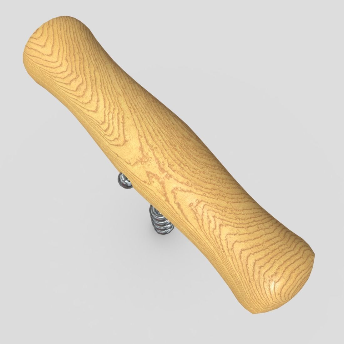 Corkscrew wooden wine Low-poly 3D model_6