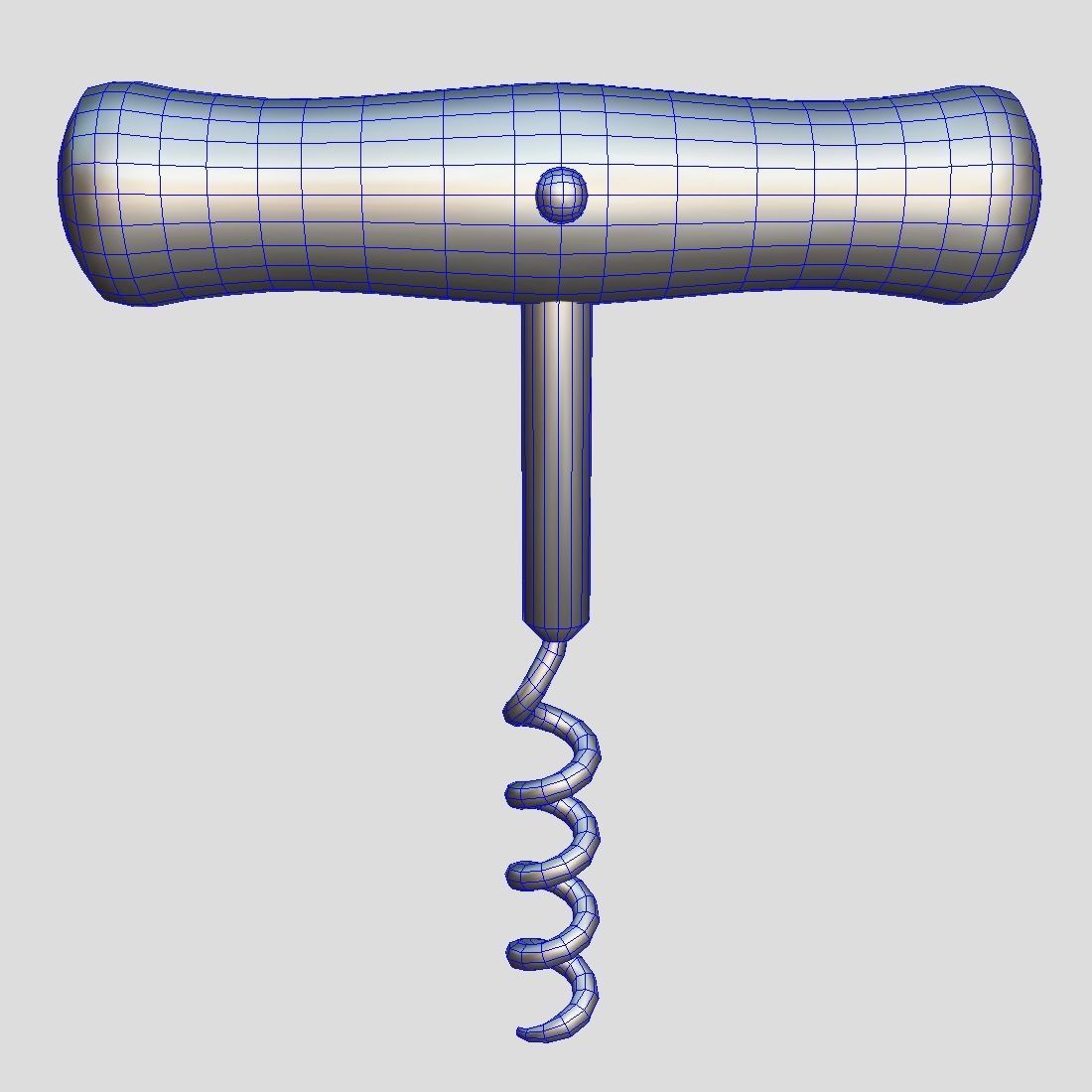 Corkscrew wooden wine Low-poly 3D model_3