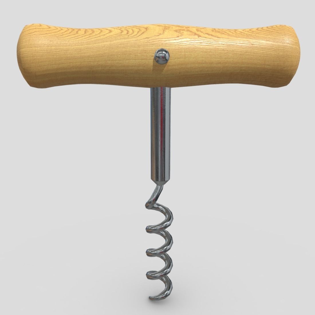 Corkscrew wooden wine Low-poly 3D model_2