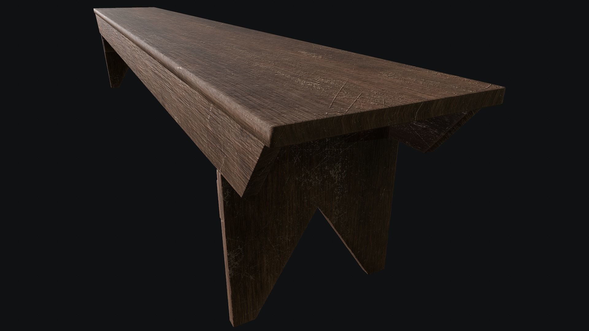 Wooden Bench Low-poly 3D model_2