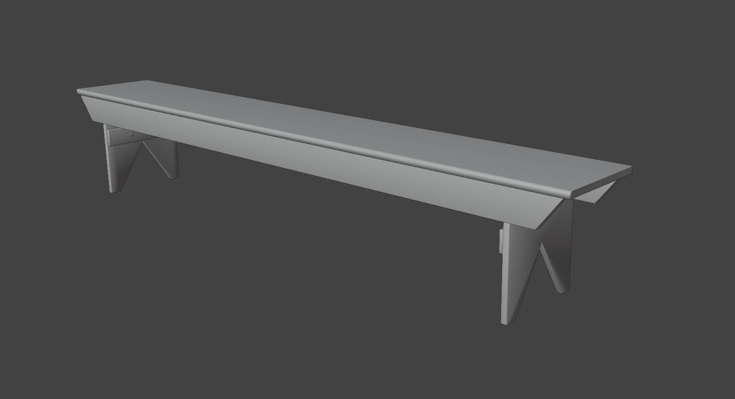 Wooden Bench Low-poly 3D model_6