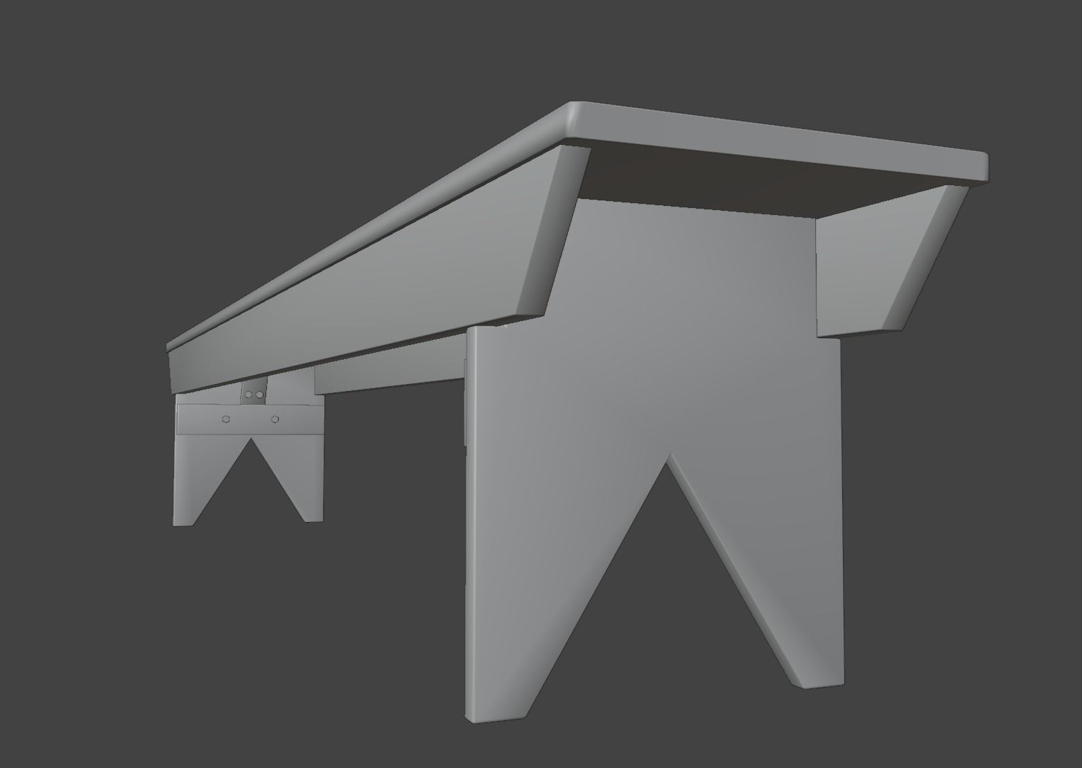 Wooden Bench Low-poly 3D model_7