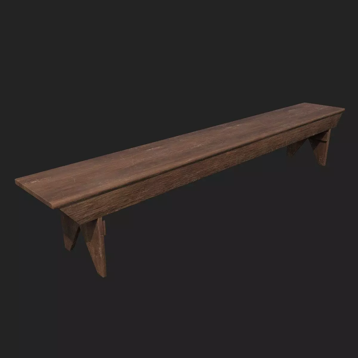 Wooden Bench Low-poly 3D model_0