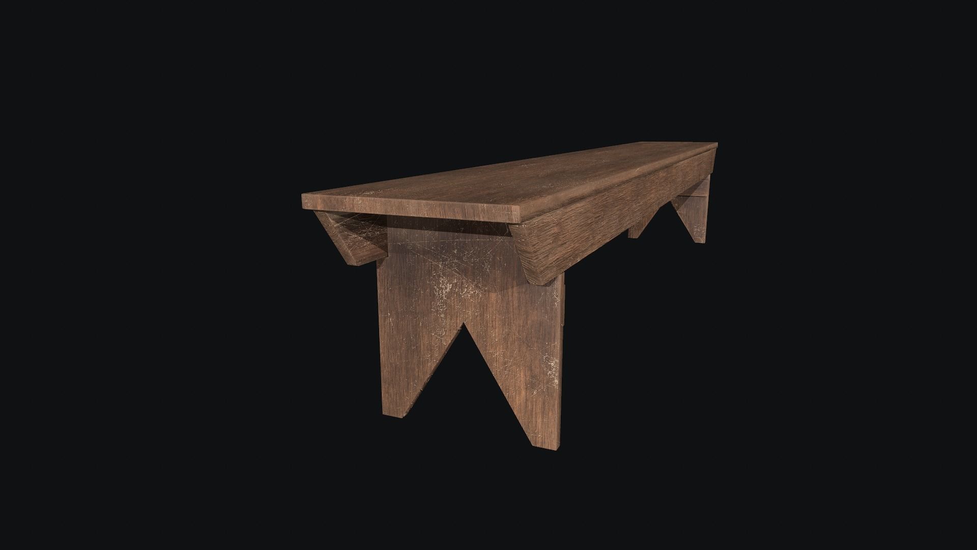 Wooden Bench Low-poly 3D model_3