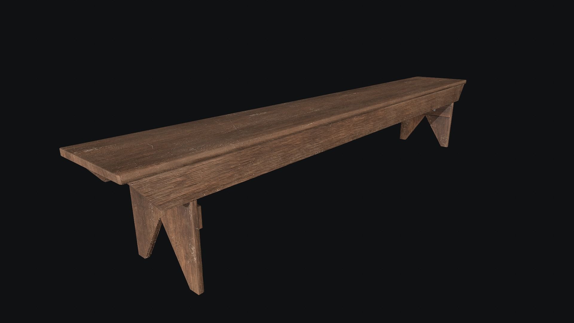 Wooden Bench Low-poly 3D model_4