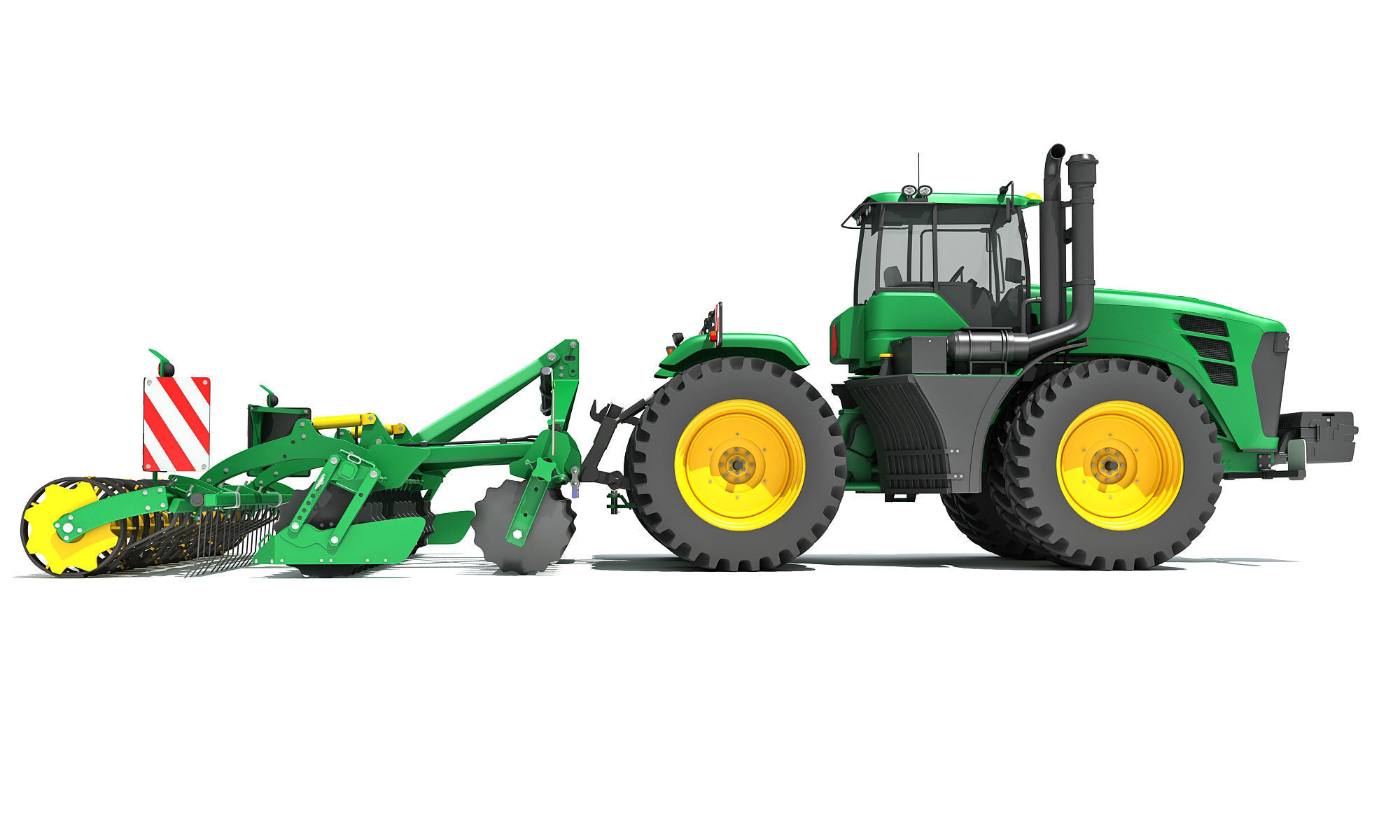 Tractor with Seed Drill 3D model_6