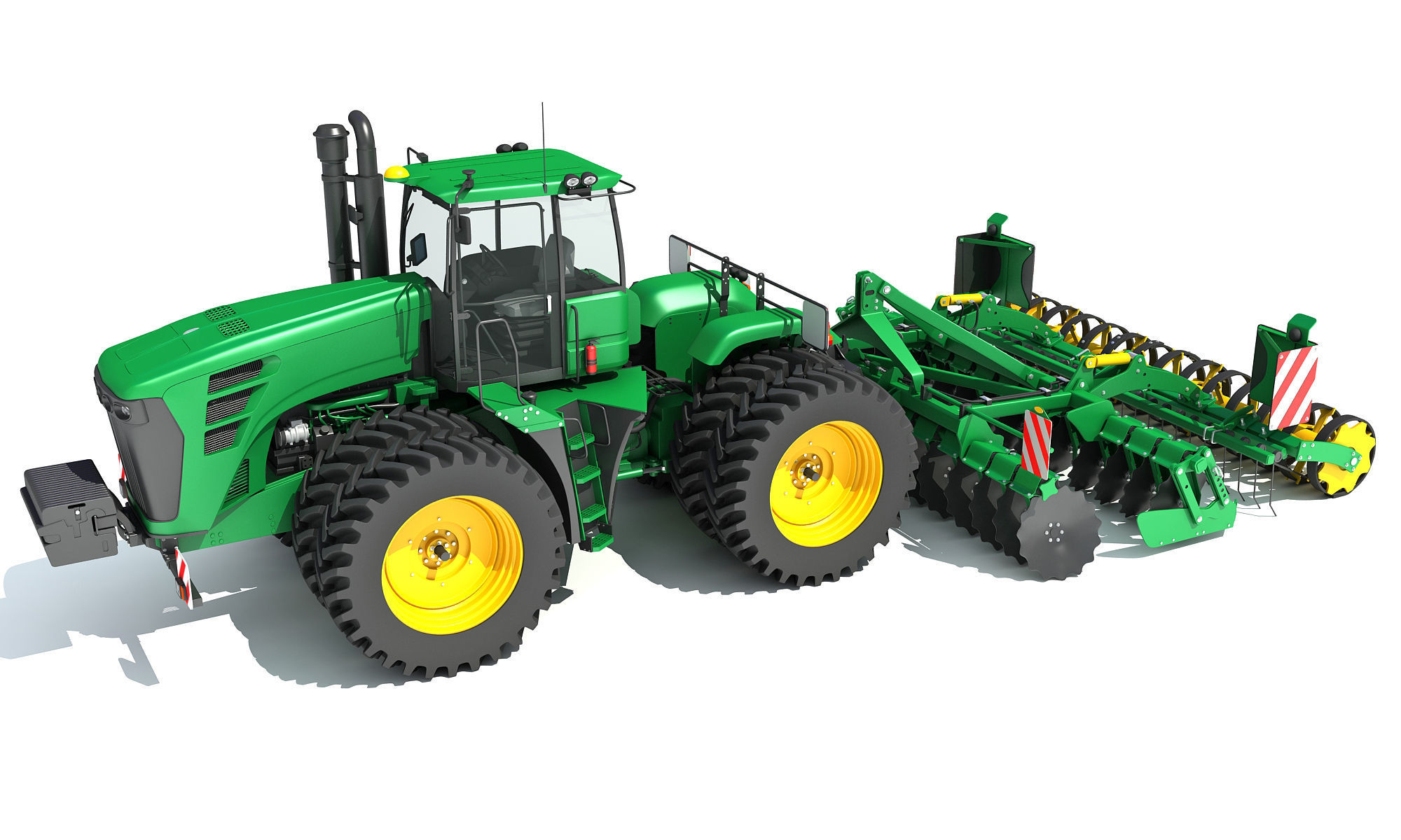 Tractor with Seed Drill 3D model_1