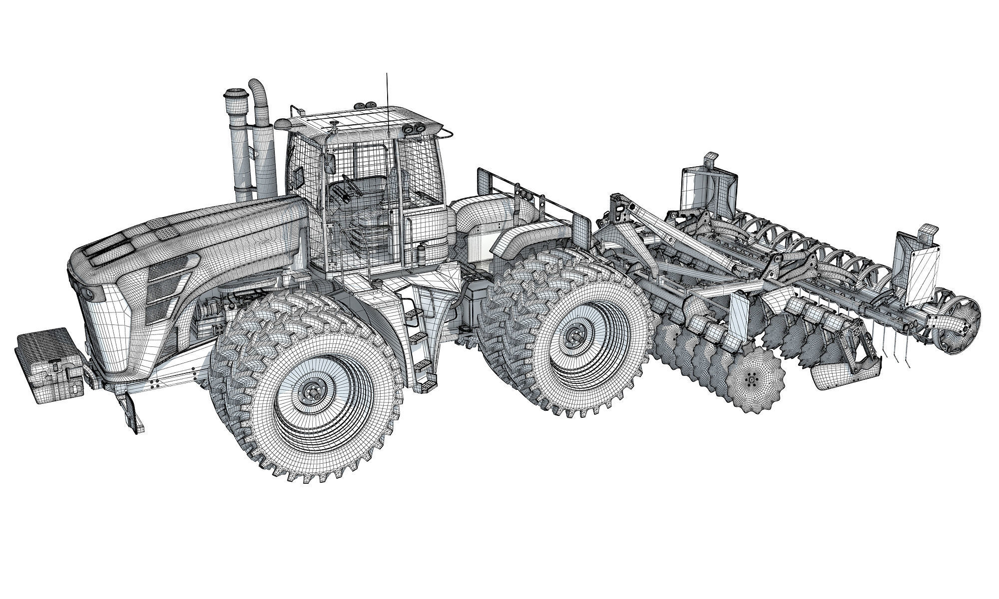Tractor with Seed Drill 3D model_15