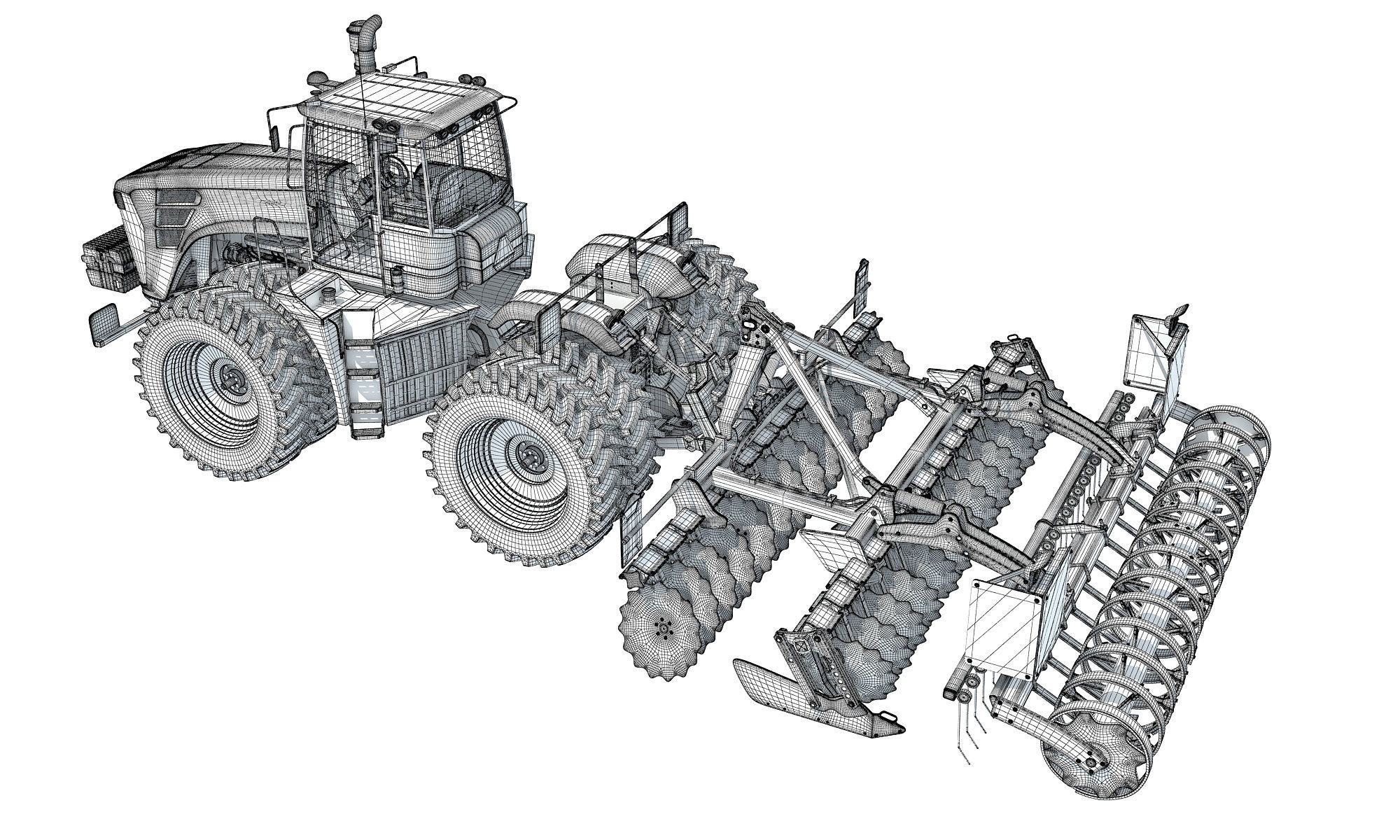 Tractor with Seed Drill 3D model_16