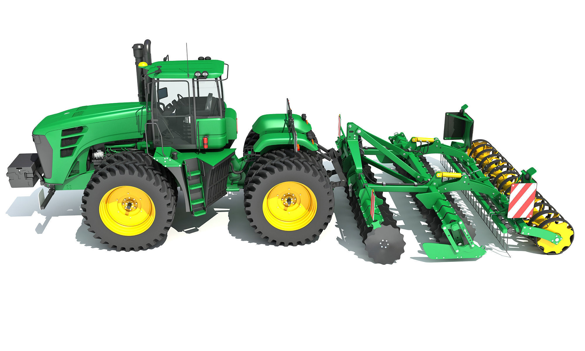 Tractor with Seed Drill 3D model_2