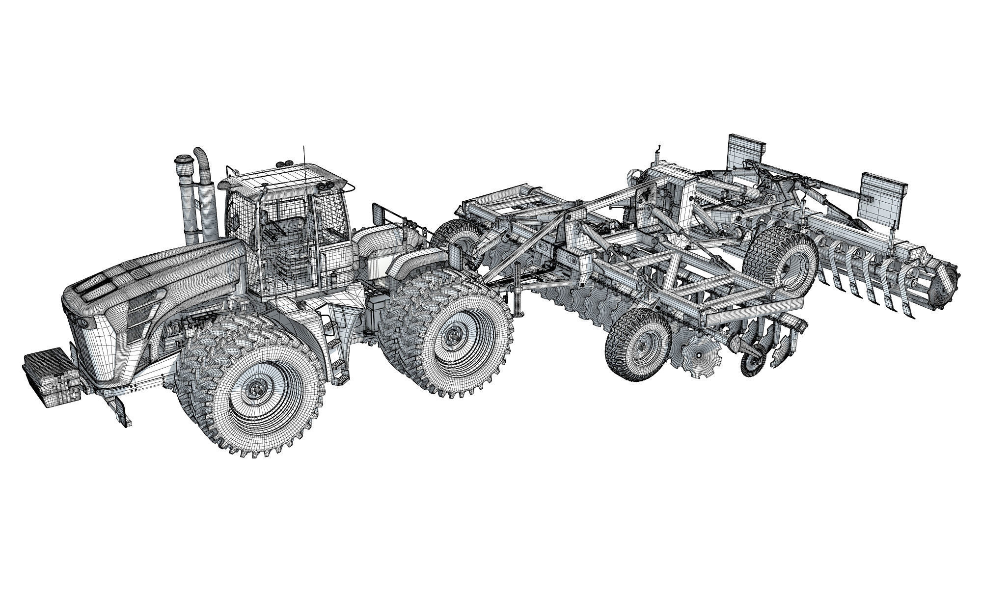 Tractor with Seed Drill 3D model_15