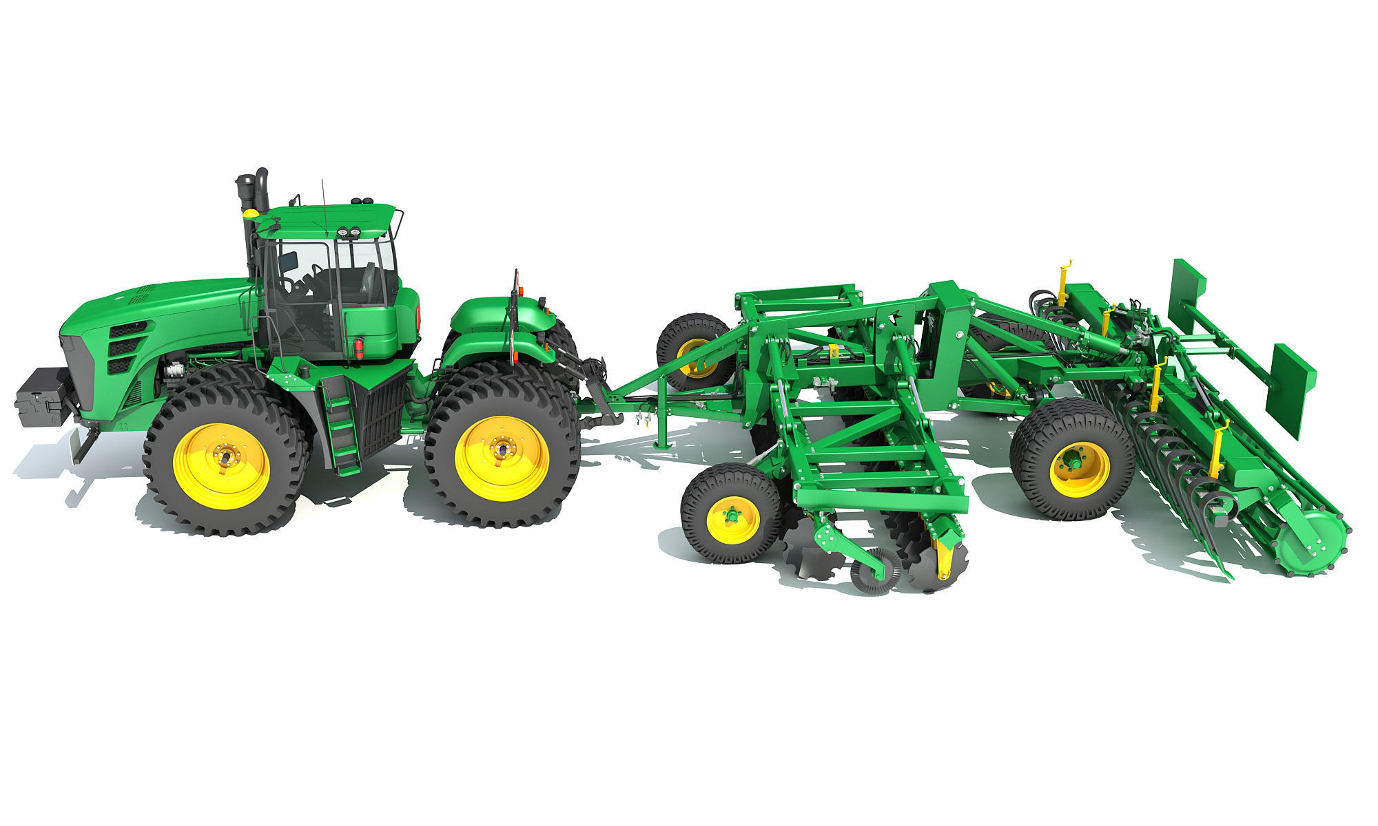 Tractor with Seed Drill 3D model_2