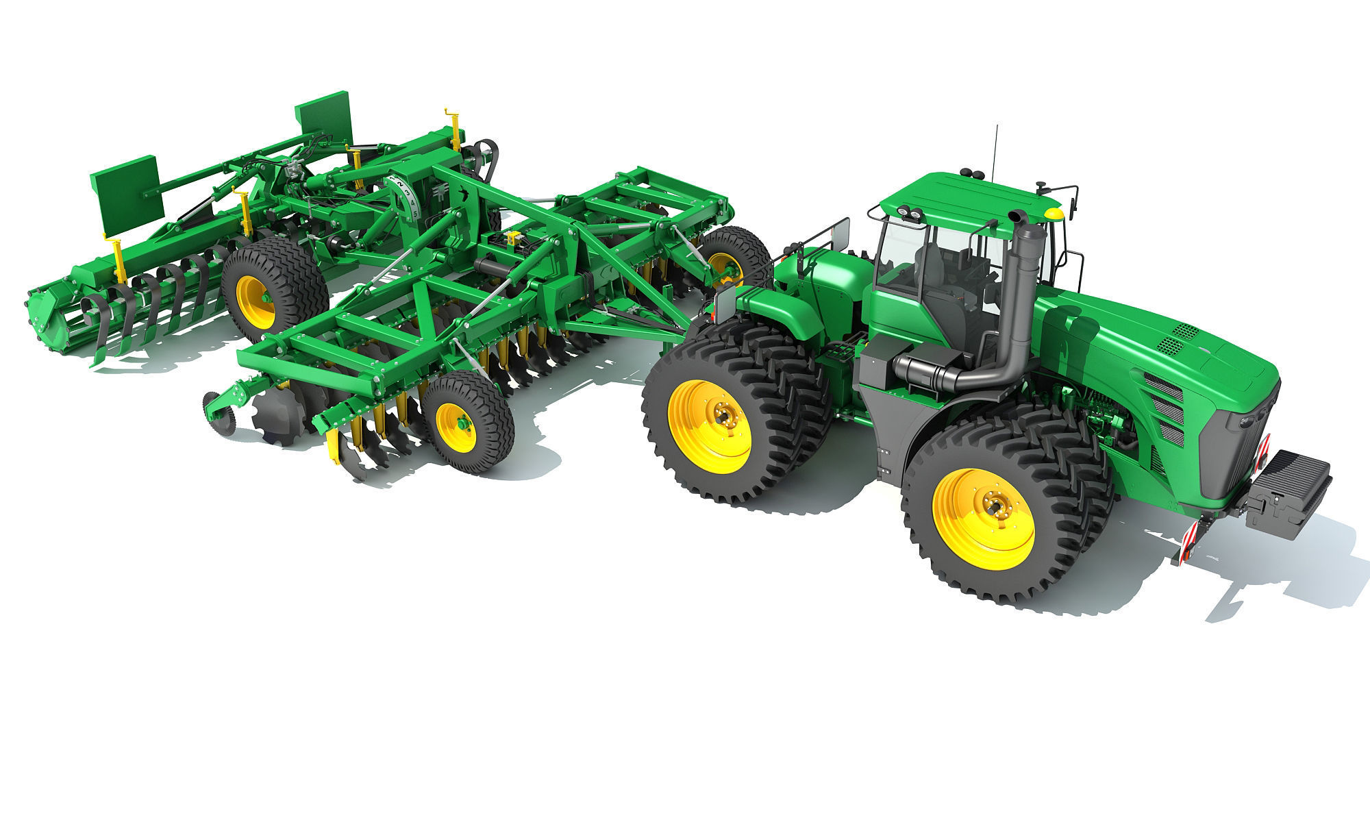 Tractor with Seed Drill 3D model_7