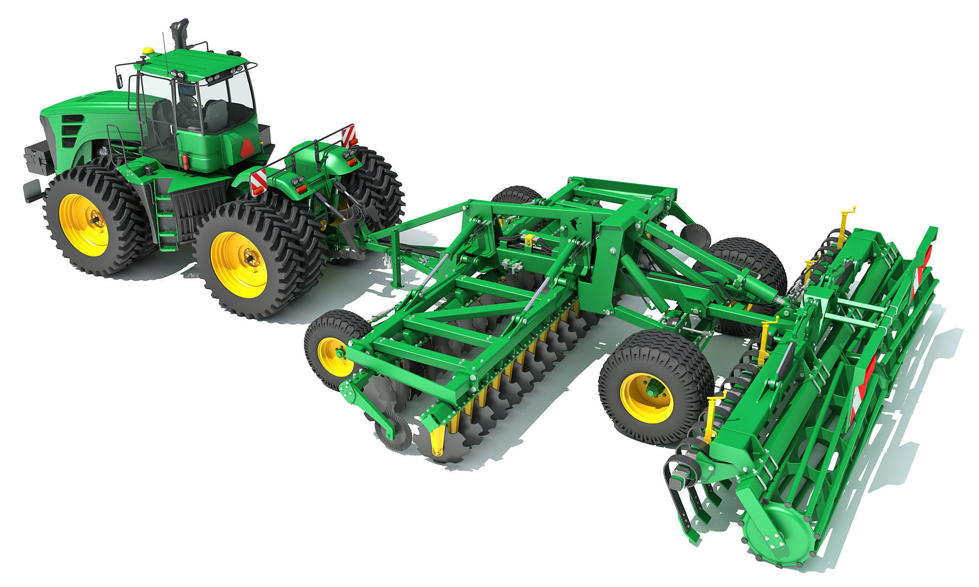 Tractor with Seed Drill 3D model_3