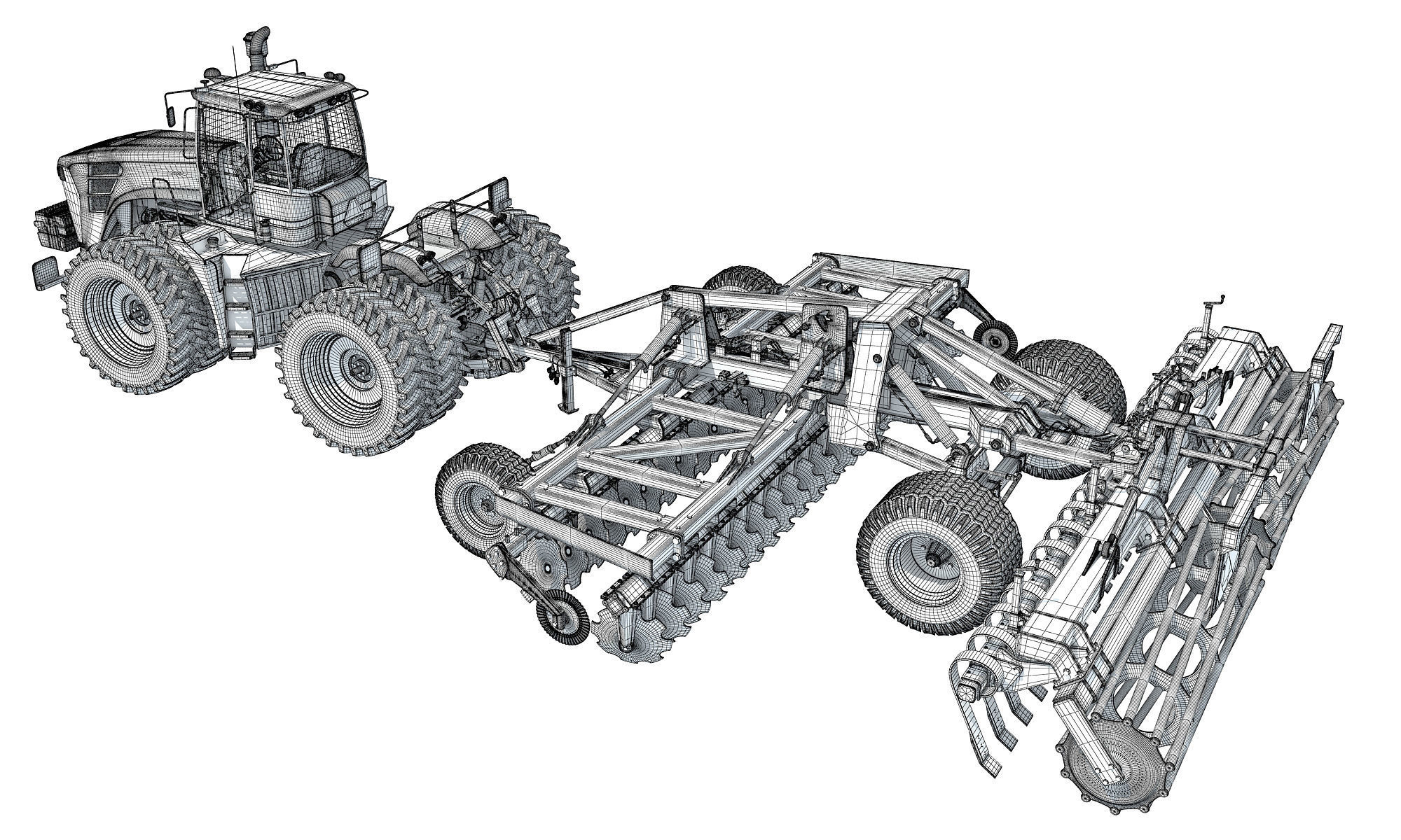 Tractor with Seed Drill 3D model_16
