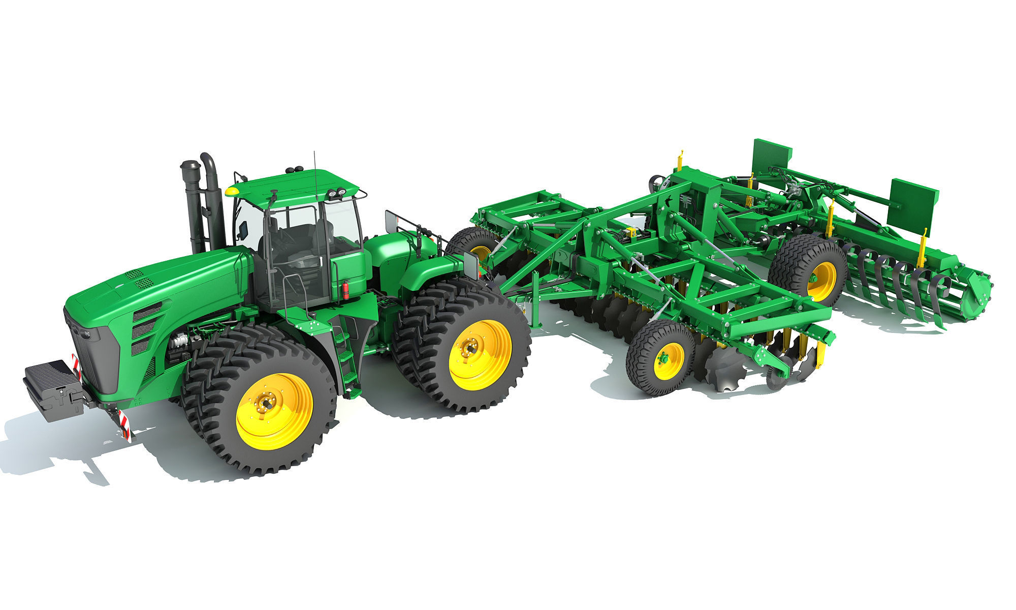 Tractor with Seed Drill 3D model_1