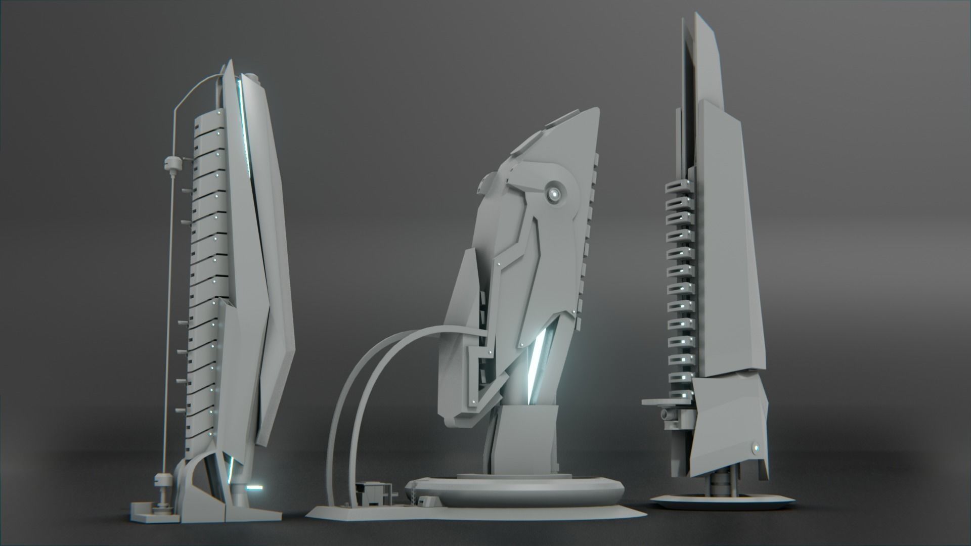Low Poly Sci-Fi kitbash mini set Low-poly 3D model_3