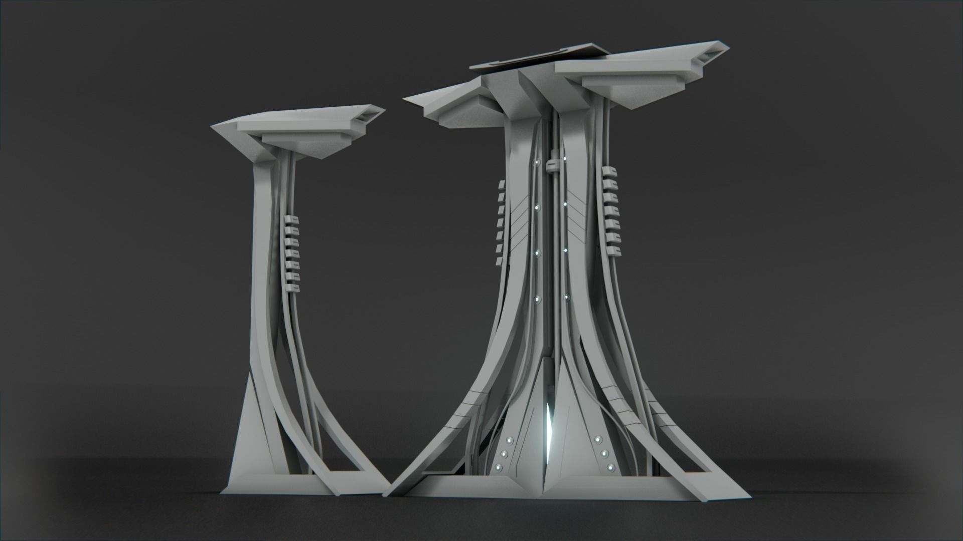 Low Poly Sci-Fi kitbash mini set Low-poly 3D model_2