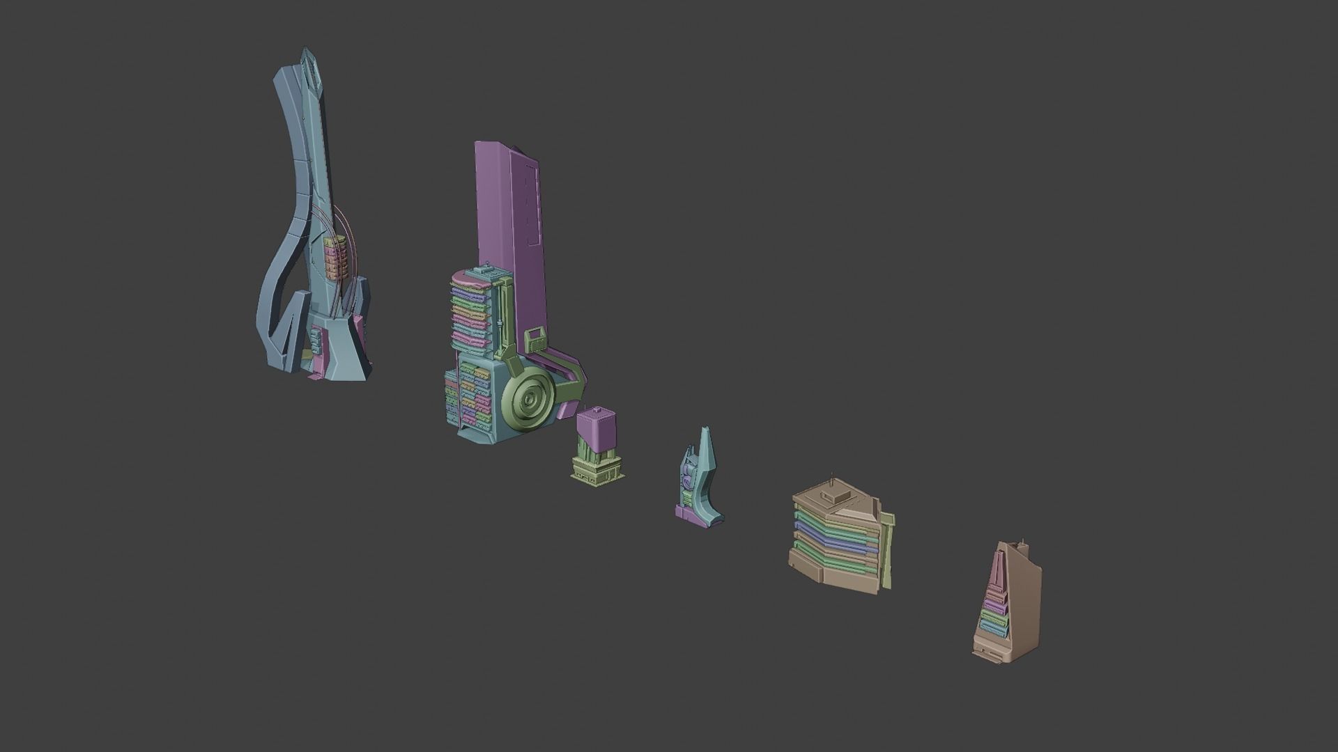 Low Poly Sci-Fi kitbash mini set Low-poly 3D model_7