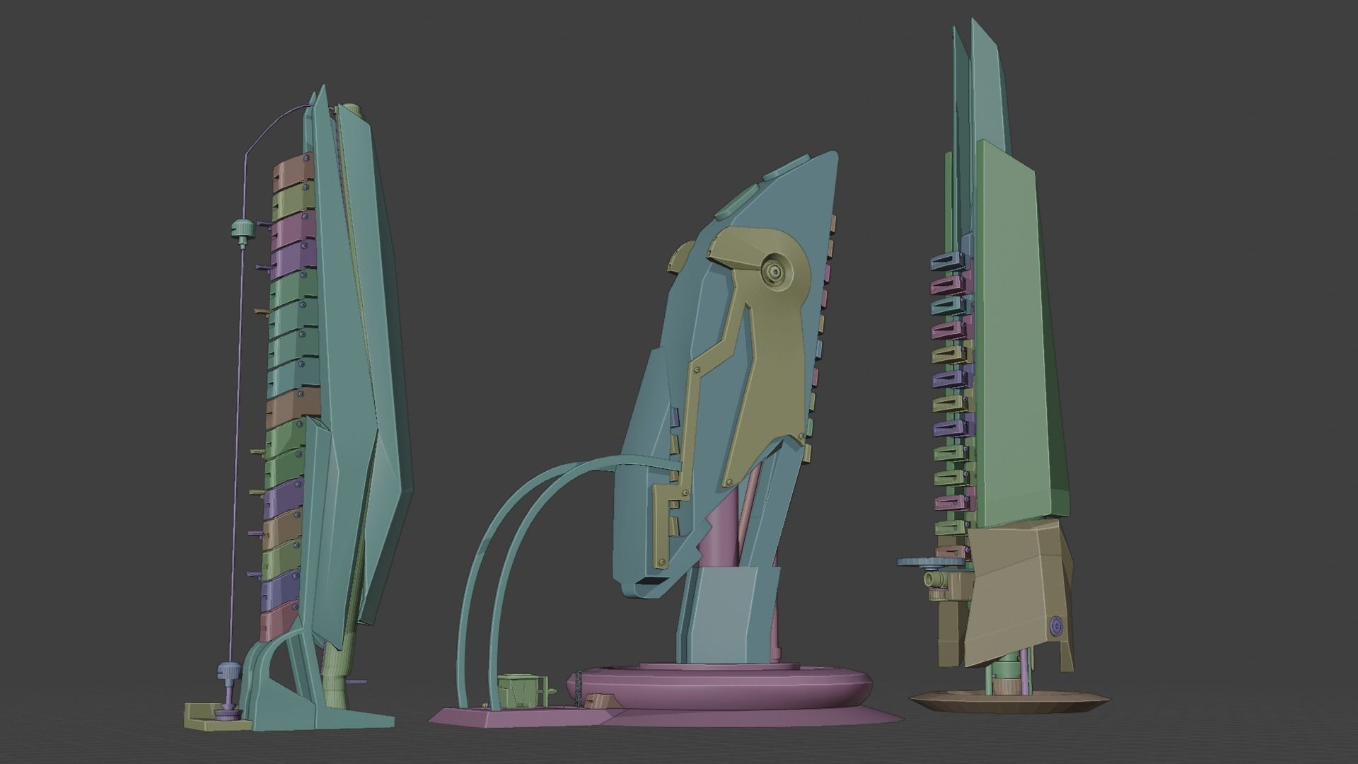 Low Poly Sci-Fi kitbash mini set Low-poly 3D model_5
