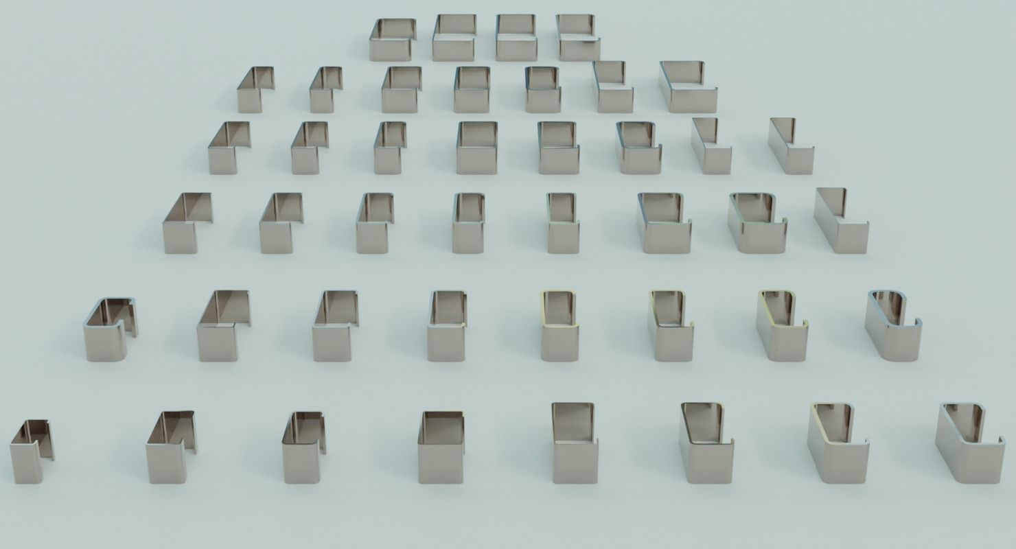 Low poly 43 standard C Profiles with thickness more than 2mm 3D model_6
